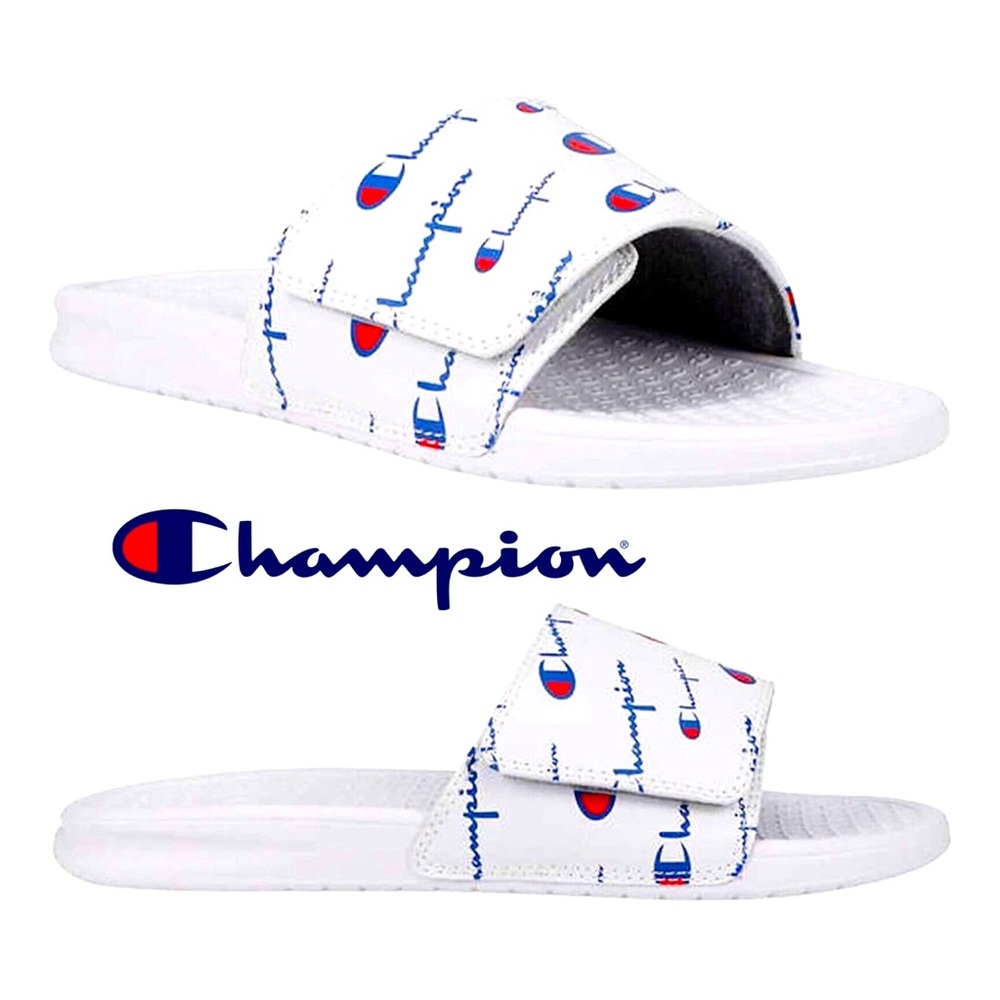 NIB Champion Men's IPO Champion Scripture Adjustable Slide Sandal White s12